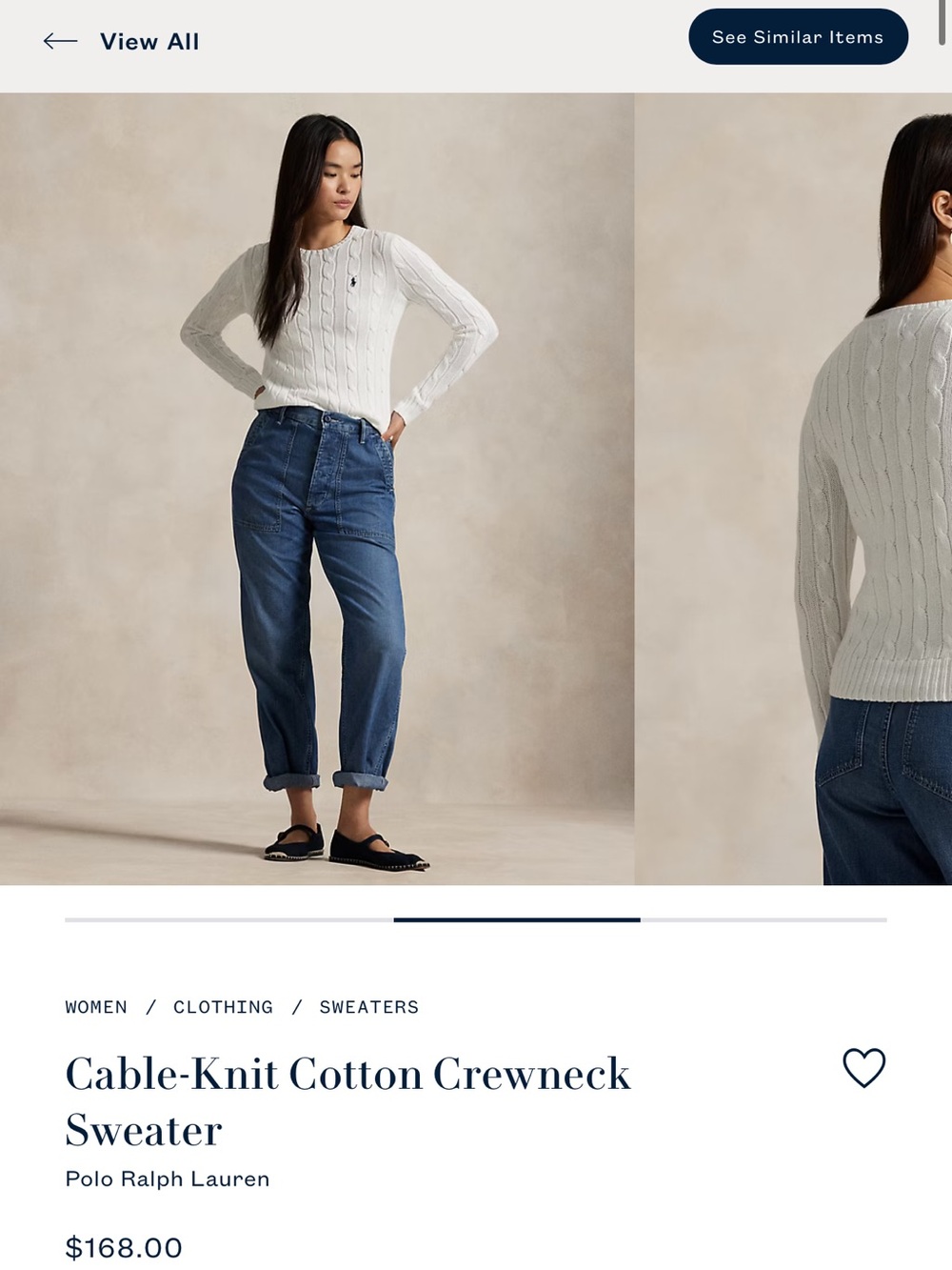 Ralph Lauren White Cable-Knit Crewneck Sweater - Picture 5 of 5